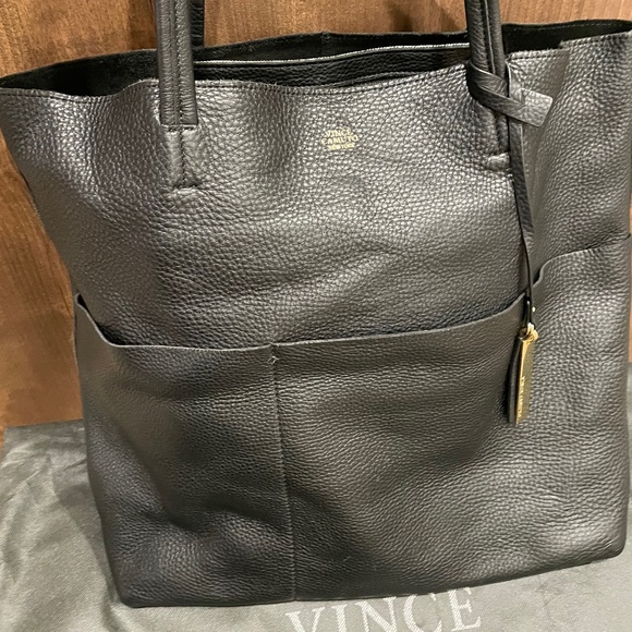 Vince Camuto Black Pebbled Leather Tote - Picture 1 of 13